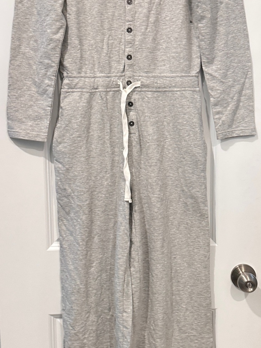 Aerie Light Heather Gray Button-Front Drawstring Jumpsuit